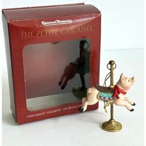 Vintage Carousel Pig Ornament with Brass Stand Carousel Memories Willitts Design
